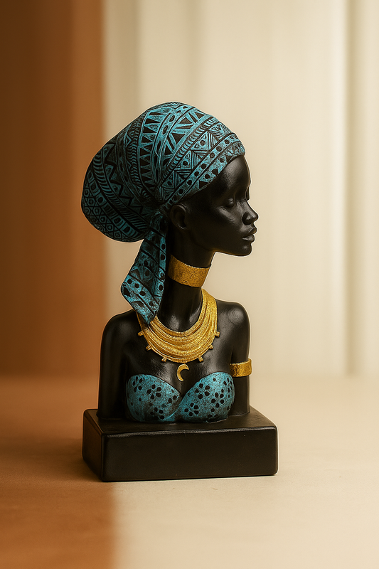 Heritage Grace - Turquoise & Gold Sculptural Bust