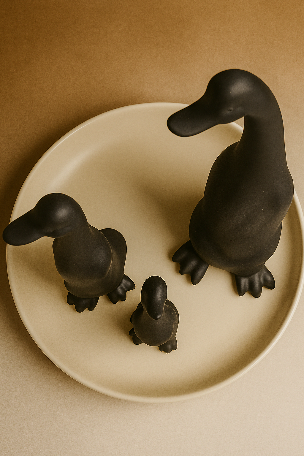 Exquisite Matte Black Sculptural Duck Set - Dressing Relic