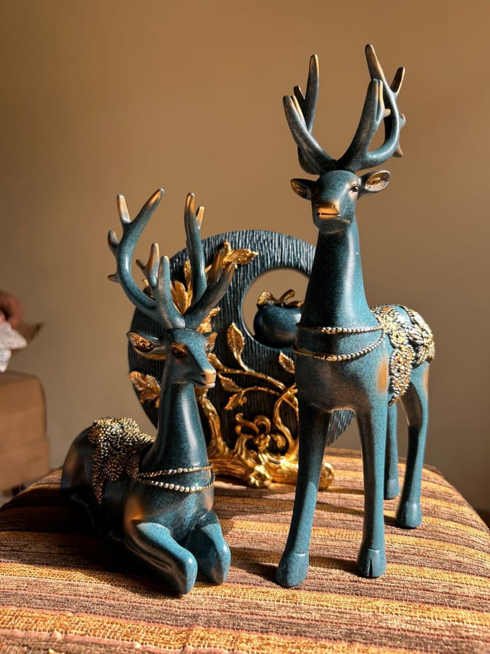 Royal Teal Antler Figurine Set