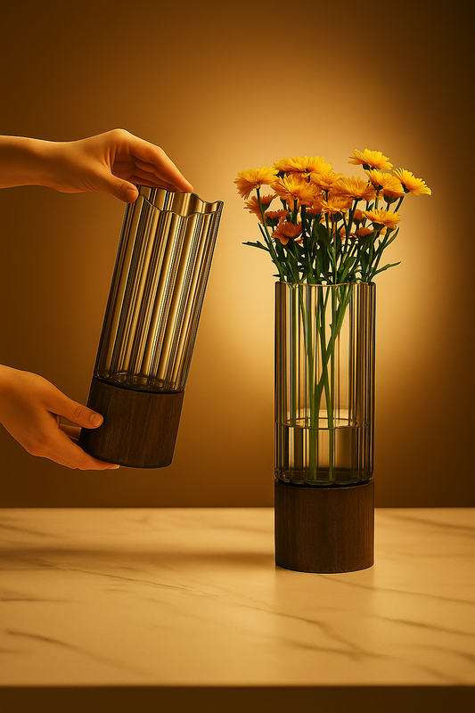 Modern Flute – Premium Modular Glass & Wood Vase