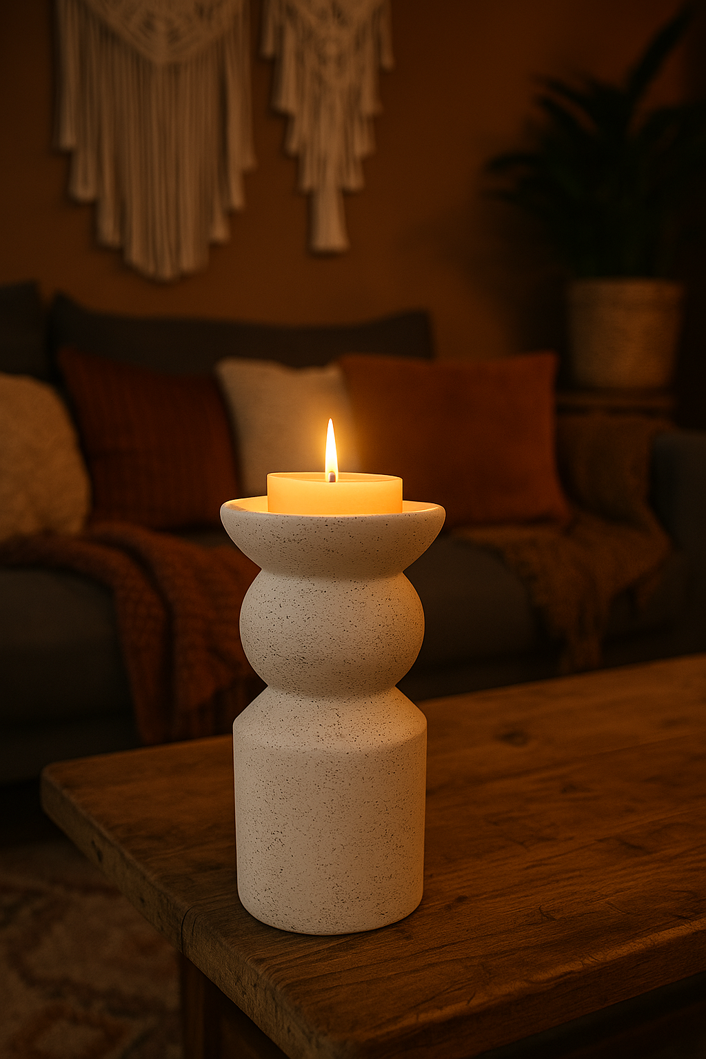 Modern Boho Ceramic Candle Stand