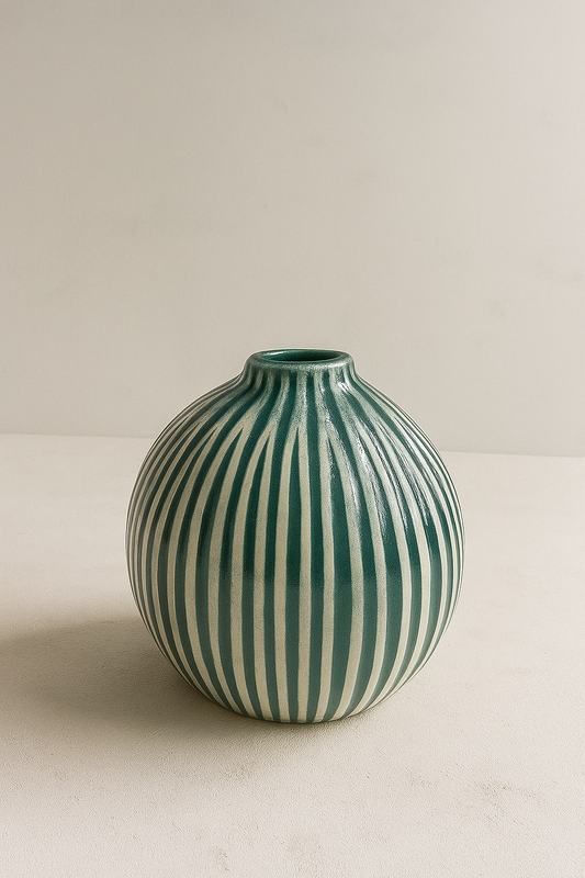 Crest Stripe Ceramic Vase
