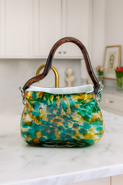 Artisan Crystal Hand Bag Vase