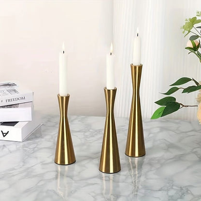 Contemporary Sleek Gold - Trio Candle Stand Set