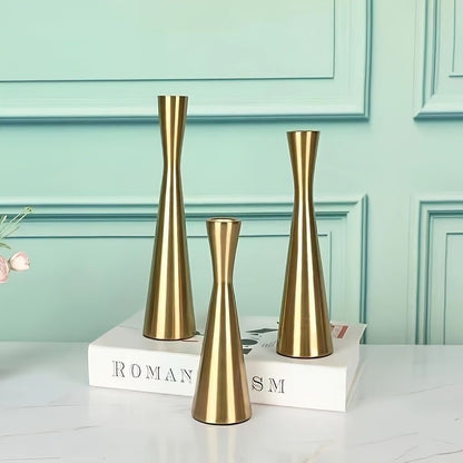 Contemporary Sleek Gold - Trio Candle Stand Set