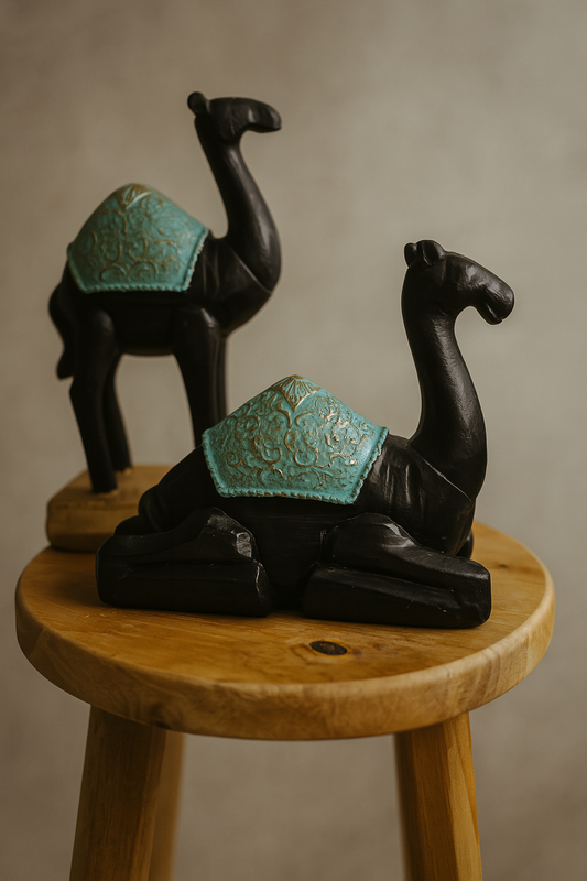 Desert Royals – Vintage Camel Sculpture Duo
