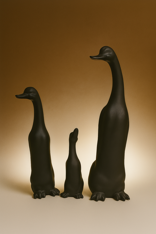 Exquisite Matte Black Sculptural Duck Set - Dressing Relic