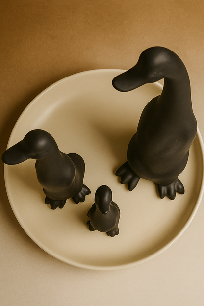 Exquisite Matte Black Sculptural Duck Set - Dressing Relic