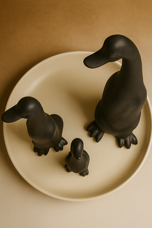 Exquisite Matte Black Sculptural Duck Set - Dressing Relic