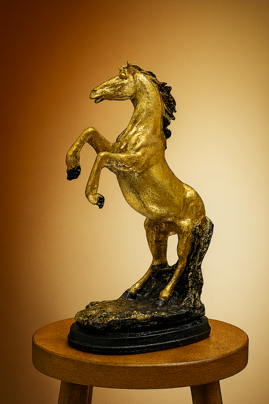 Golden Rearing Contemporary Horse Sculpture