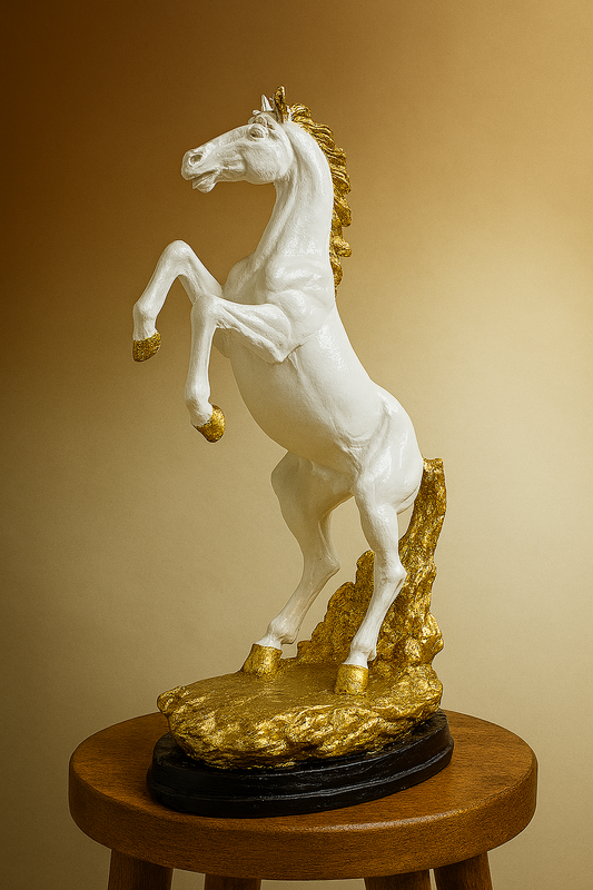 Golden Rearing Contemporary Horse Sculpture