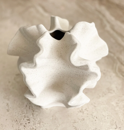 Crinkle Bloom Ceramic Vase