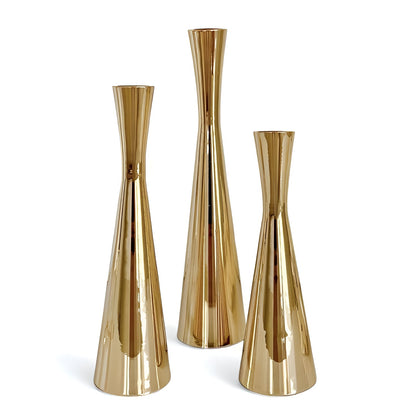 Contemporary Sleek Gold - Trio Candle Stand Set