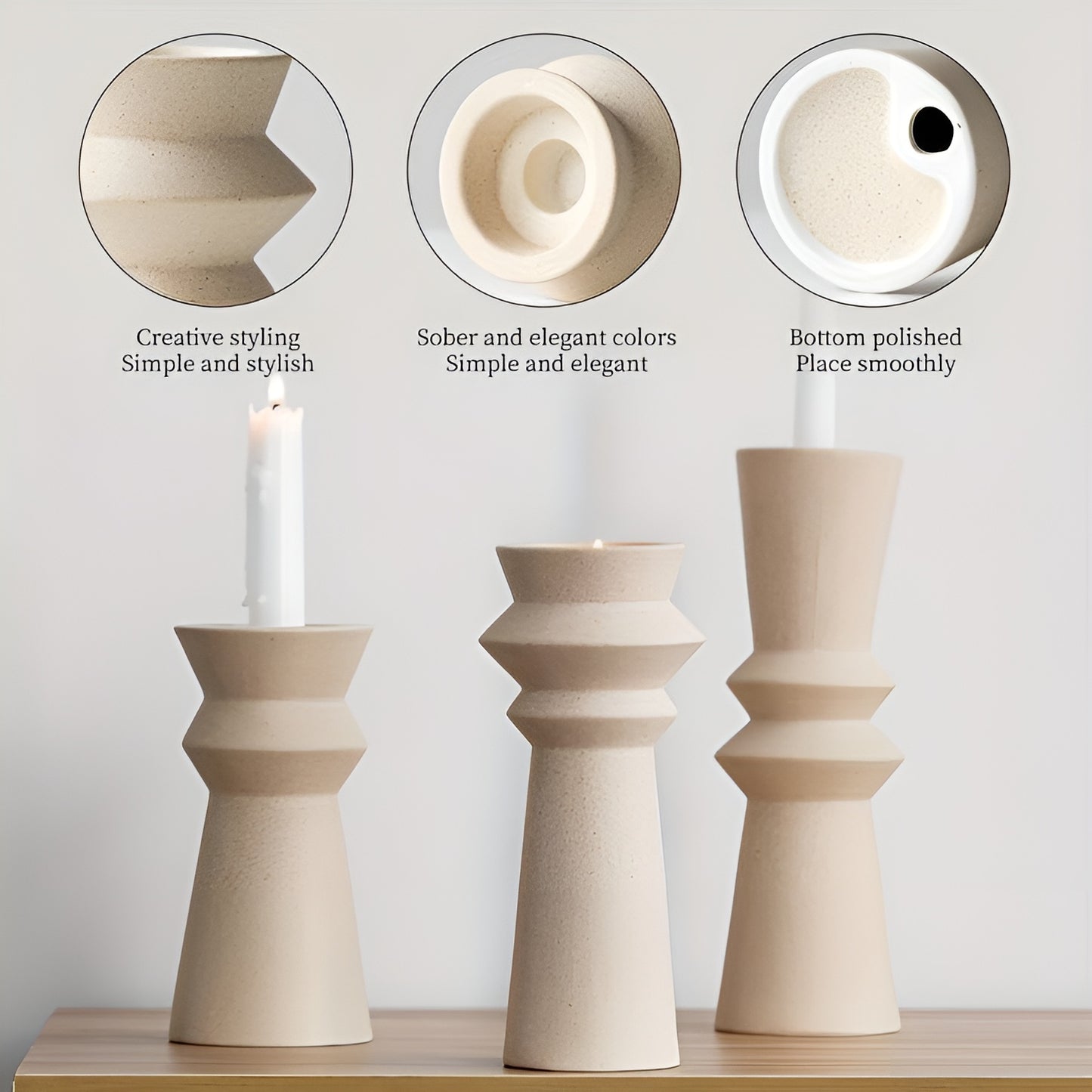 Premium Nordic Style Ceramic Candle Stand Set