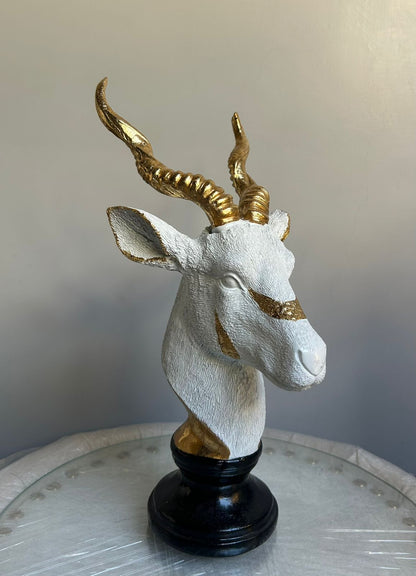 Premium Black & Gold Antelope Sculpture - Statement Piece