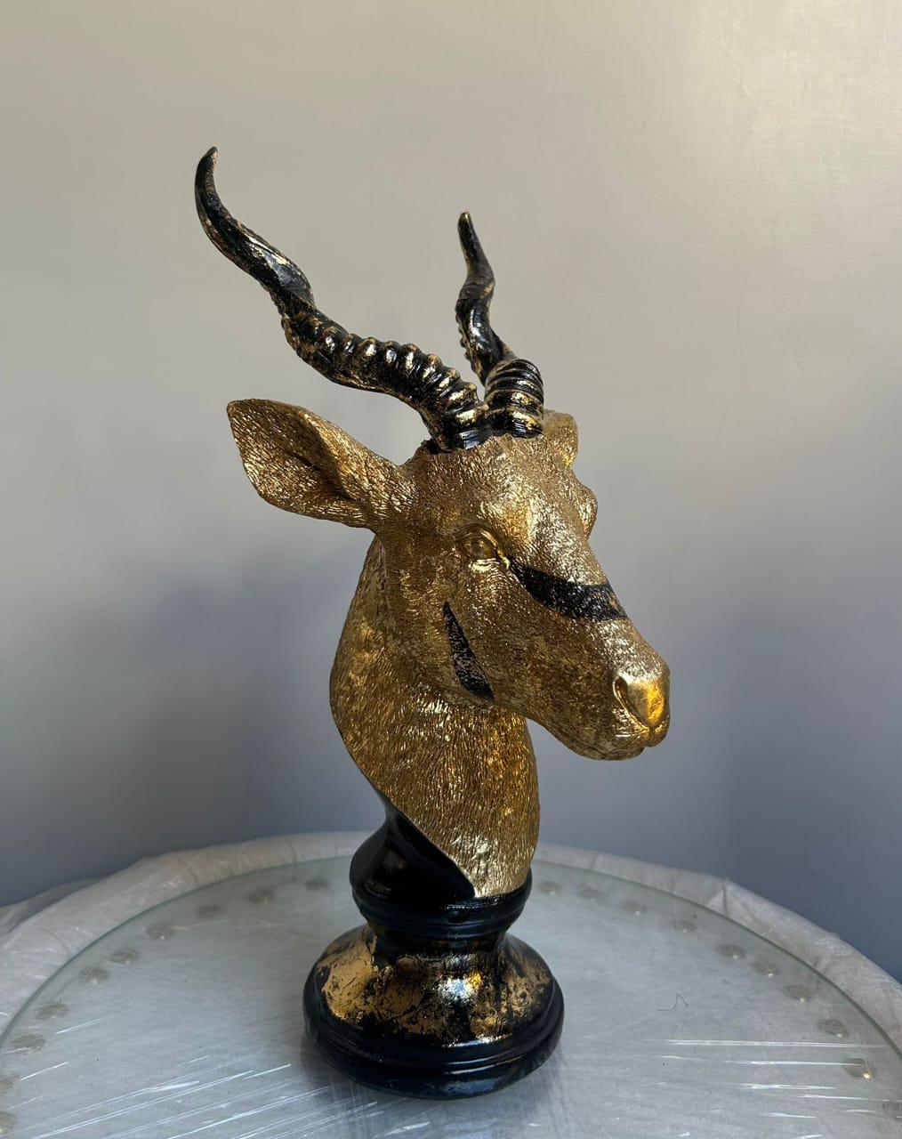 Premium Black & Gold Antelope Sculpture - Statement Piece