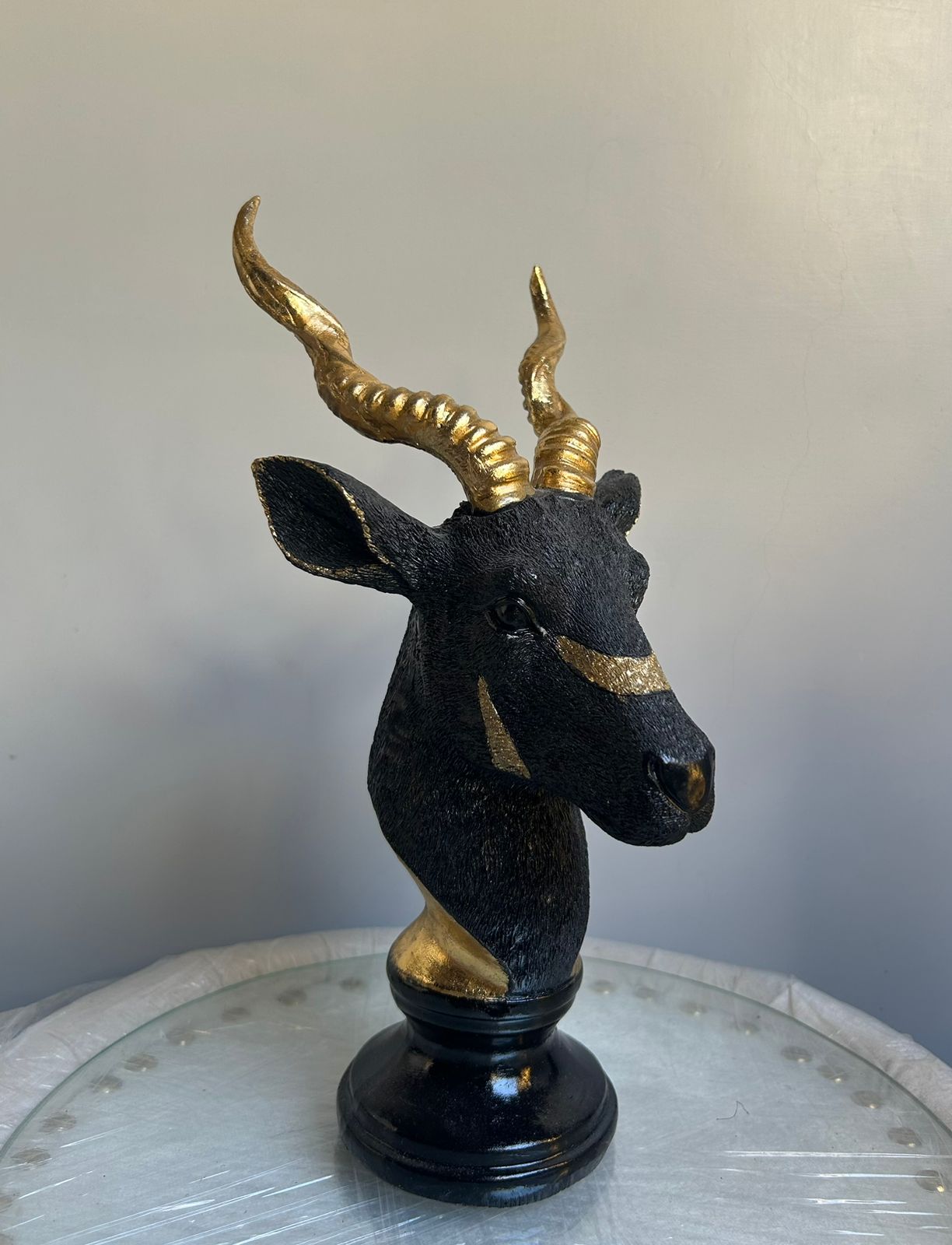 Premium Black & Gold Antelope Sculpture - Statement Piece
